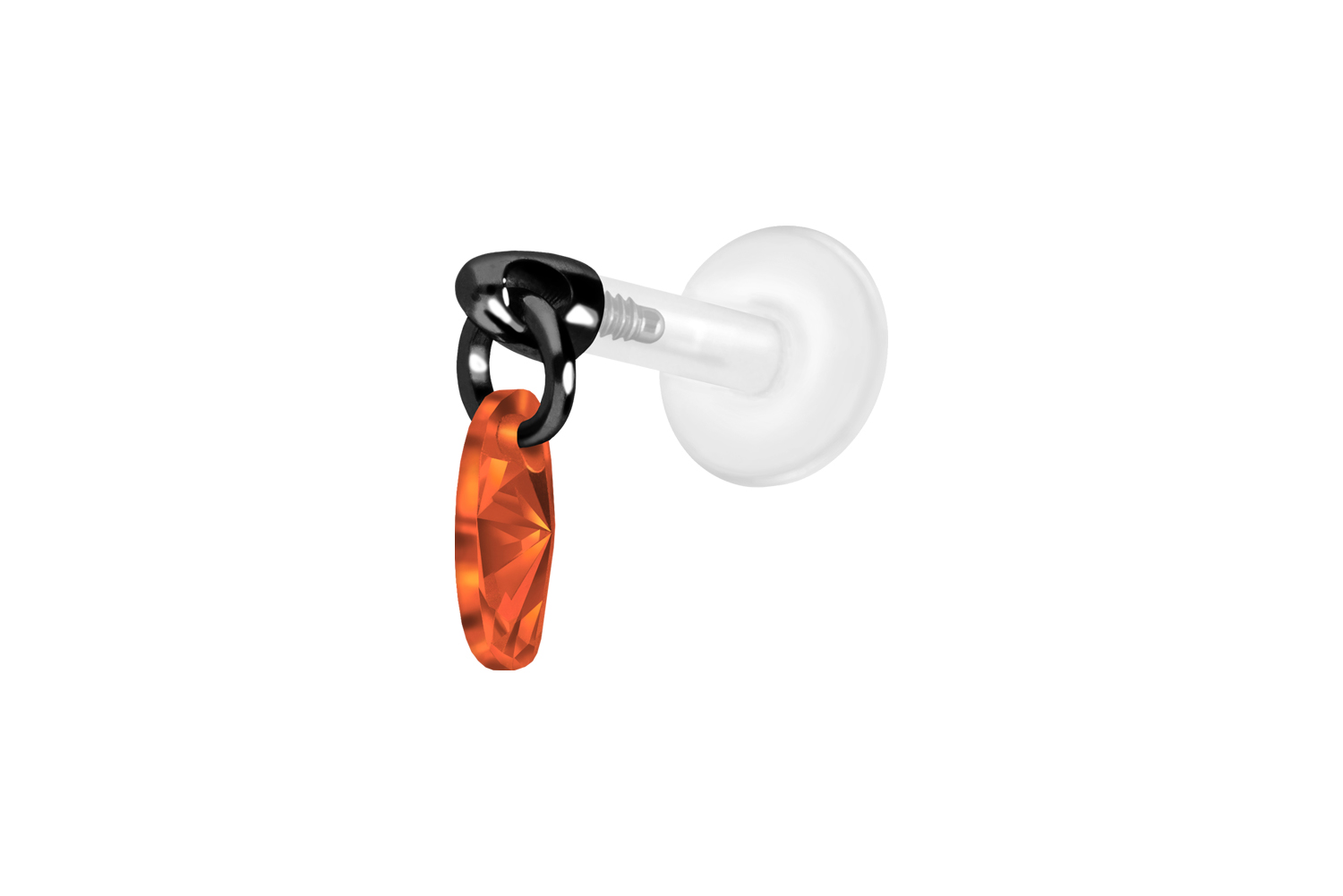 PTFE Labret Piercing mit Innengewinde + Titan-Aufsatz KRISTALLOVAL